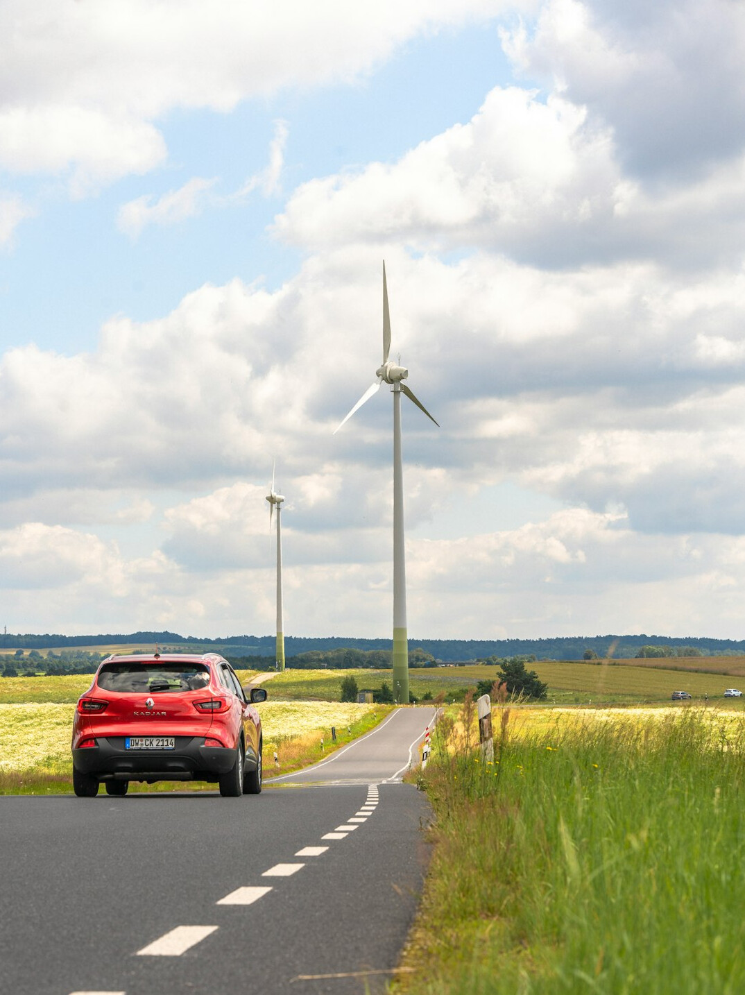 new electric car on road