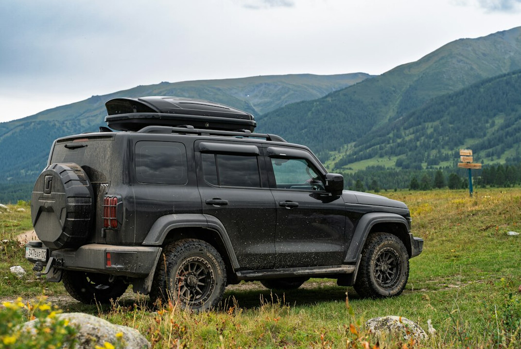 off road jeep on mountain trail